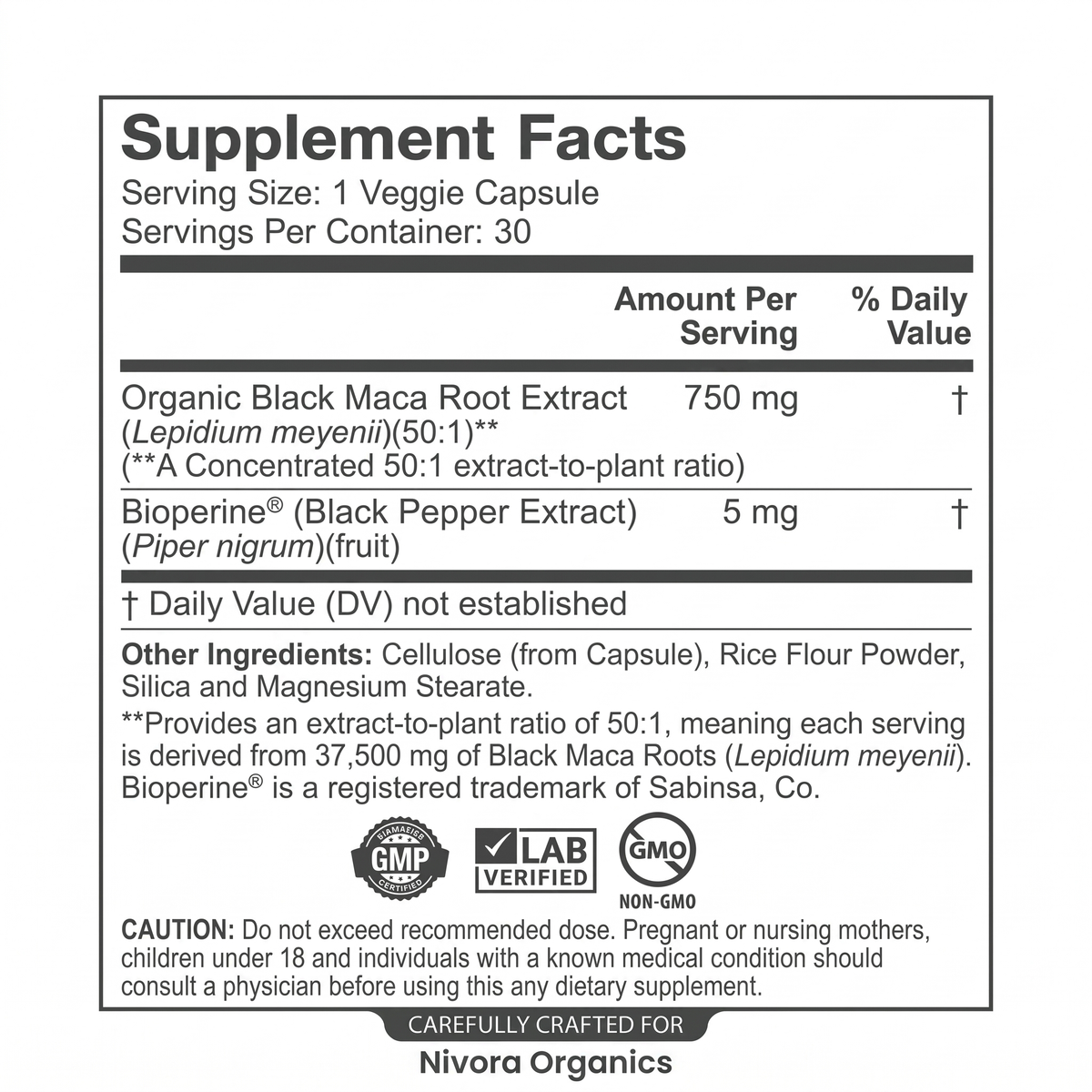 Nivora® Pure Black Maca Capsules